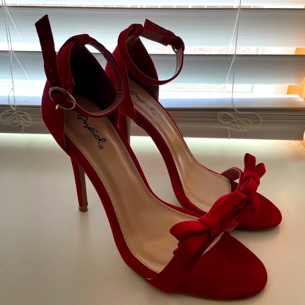 Beautiful Red Strappy Heeled Sandals - Size 7